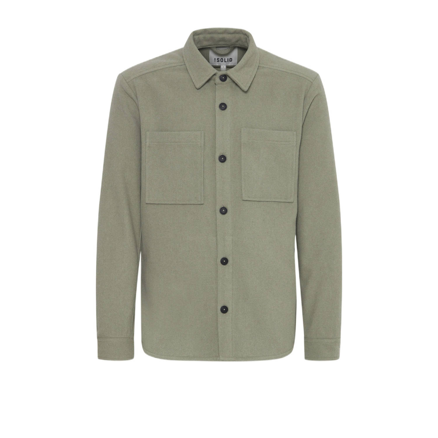 Solid regular fit overshirt SDTAM groen