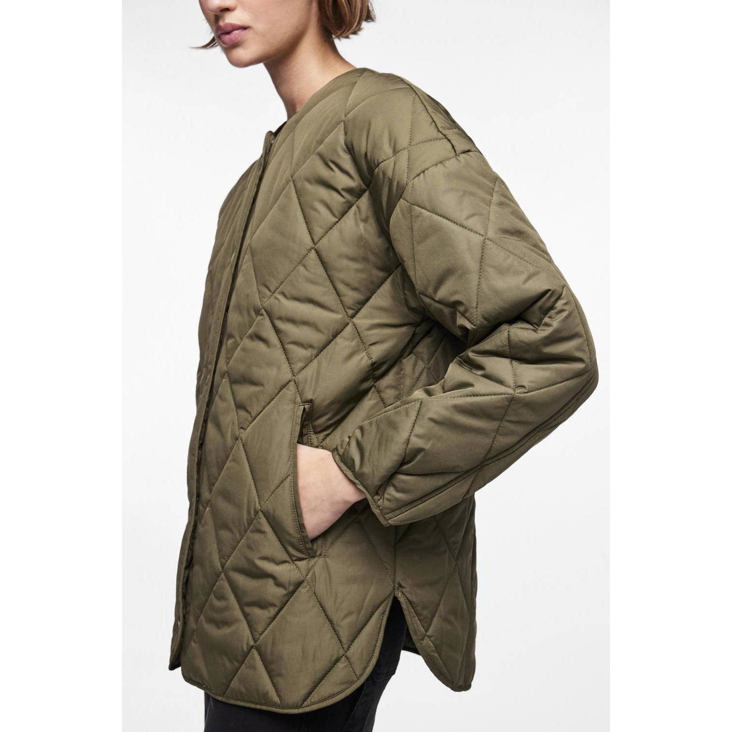 PIECES quilted gewatteerde tussenjas groen PCSTELLA