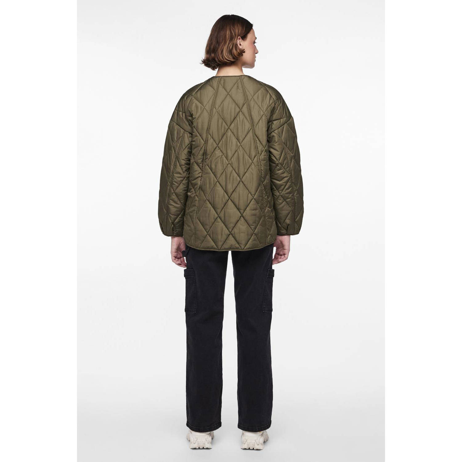 PIECES quilted gewatteerde tussenjas groen PCSTELLA