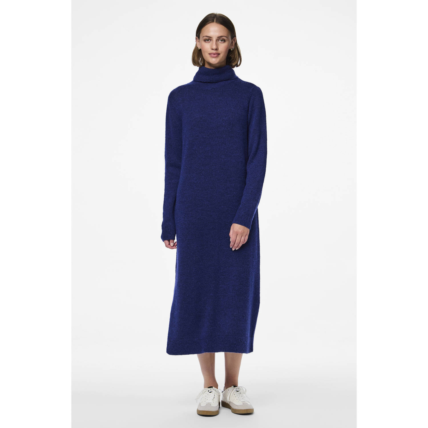 Pieces Relaxed fit gebreide jurk met col en zijsplitten model 'JULIANA'