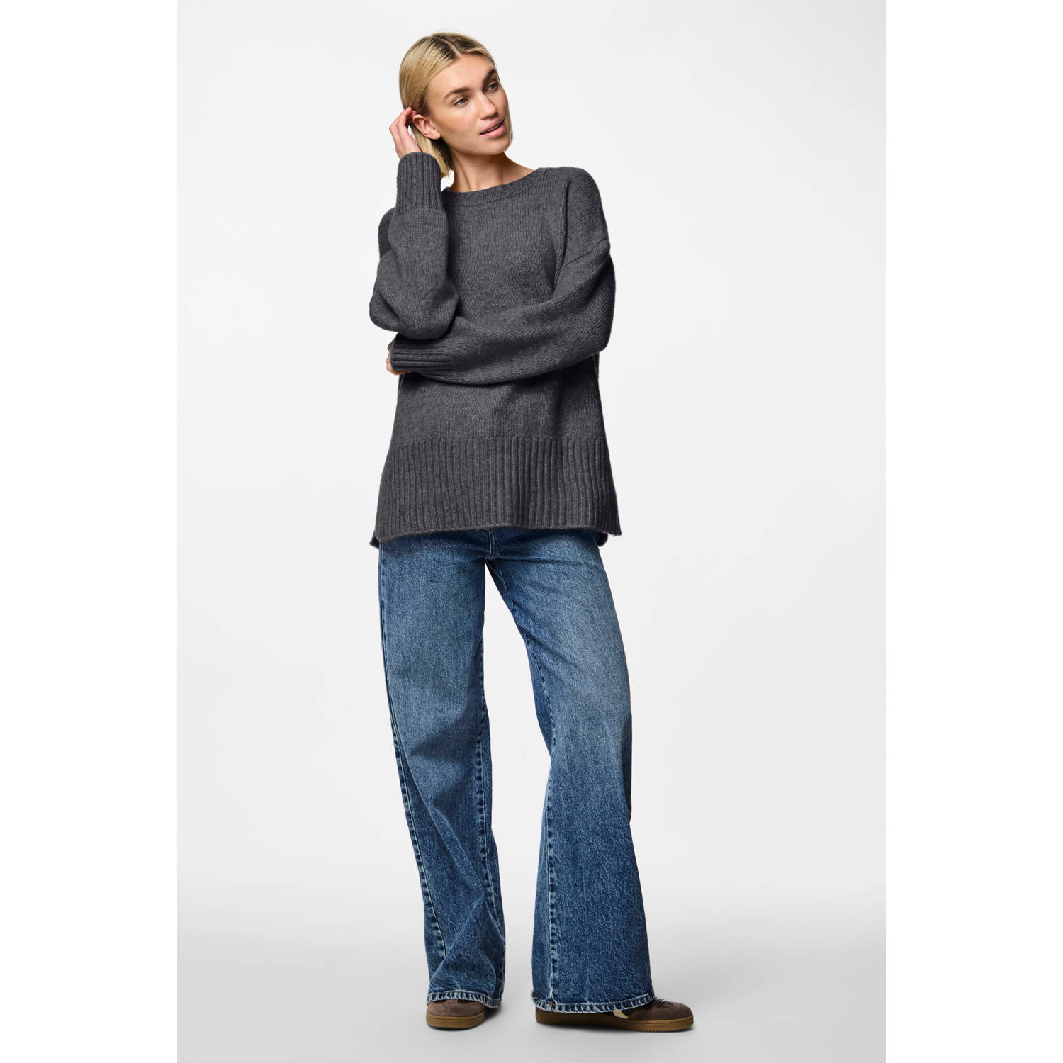 Pieces Trui met ronde hals PCNANCY LS LOOSE O-NECK KNIT NOOS BC