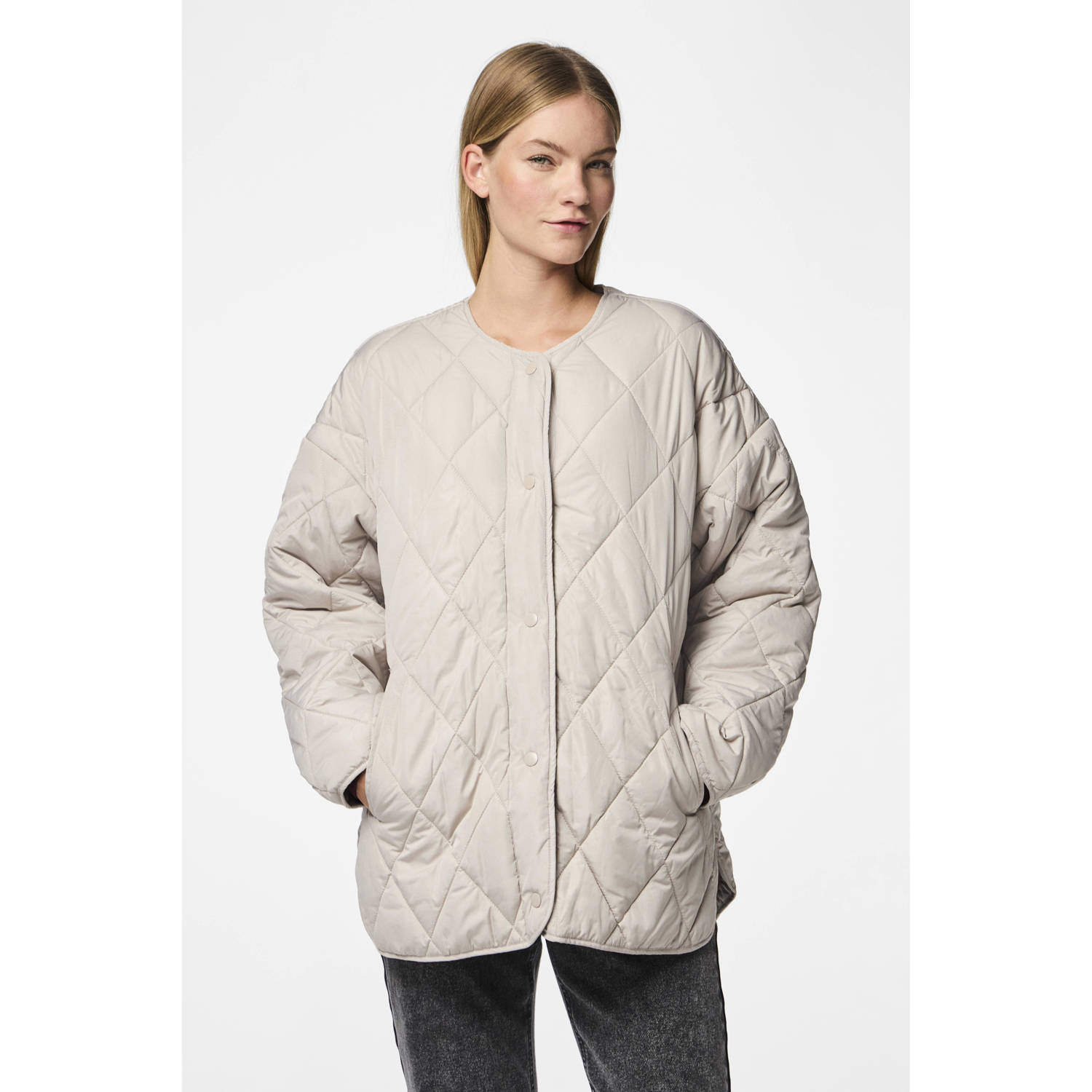 PIECES quilted gewatteerde tussenjas ecru PCSTELLA