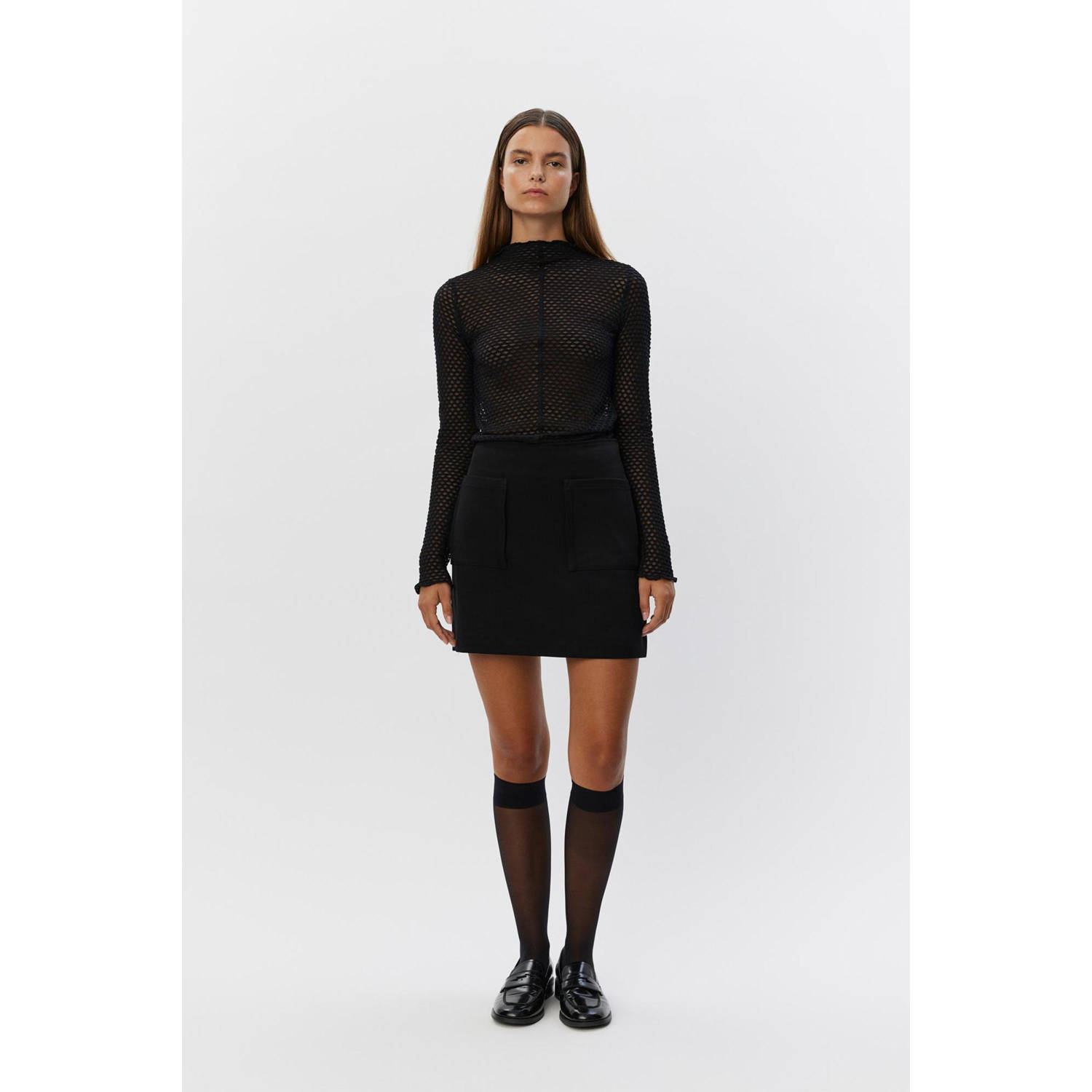 Sofie Schnoor semi-transparante top met ingebreid patroon zwart