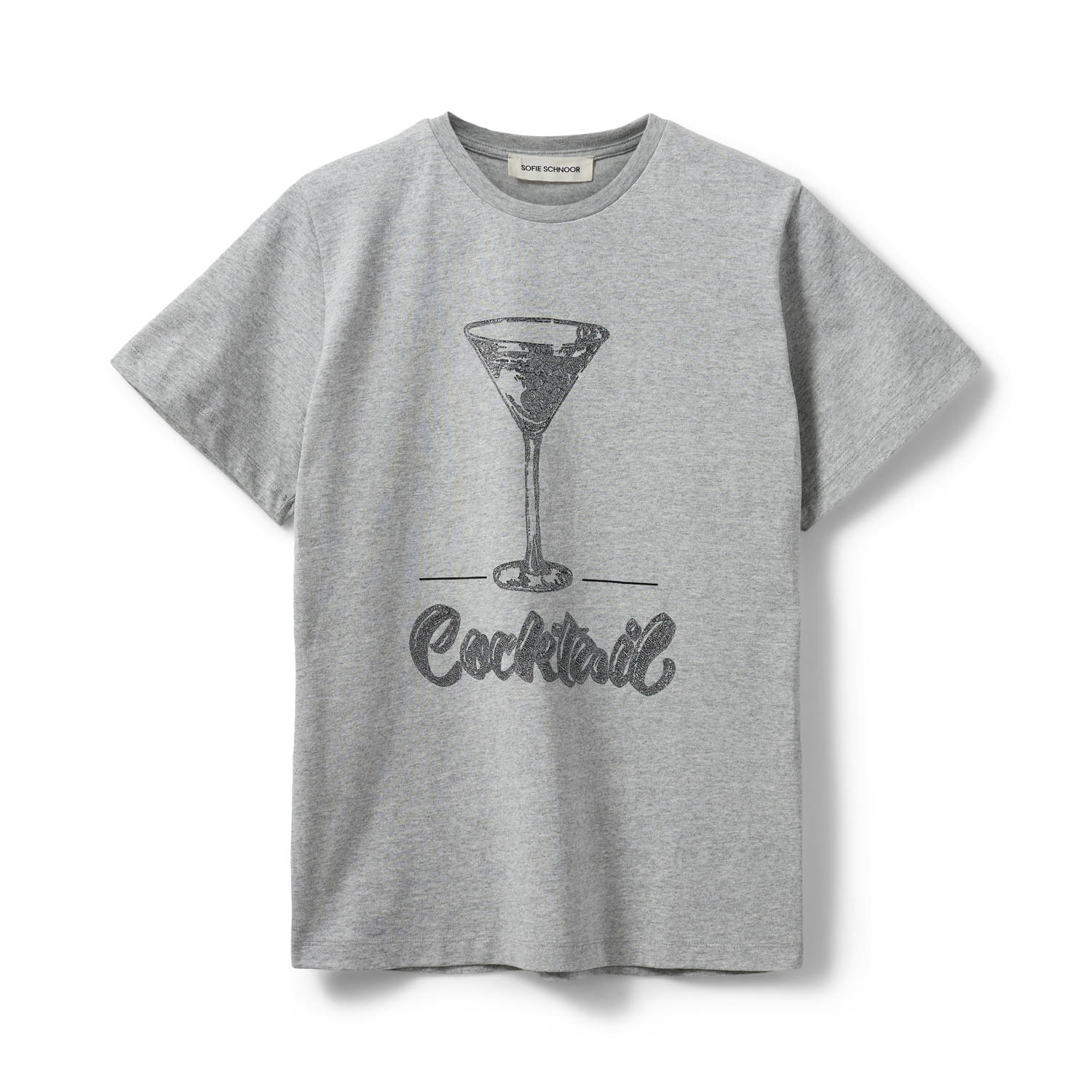 Sofie Schnoor T-shirt met printopdruk en glitters grijs