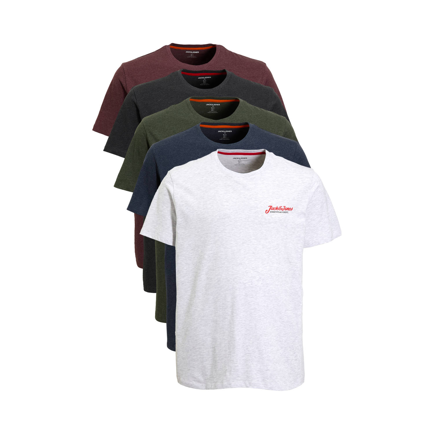 JACK & JONES PLUS SIZE T-shirt JJERIK (set van 5)