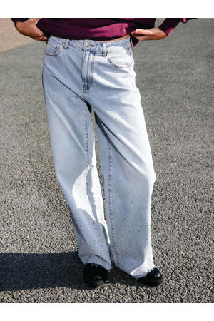 high waist straight leg jeans light blue denim