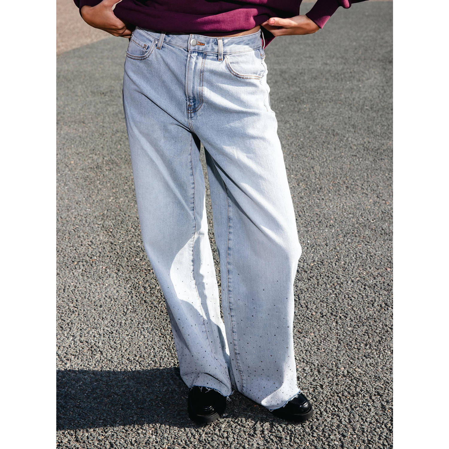 Catwalk Junkie high waist straight leg jeans light blue denim