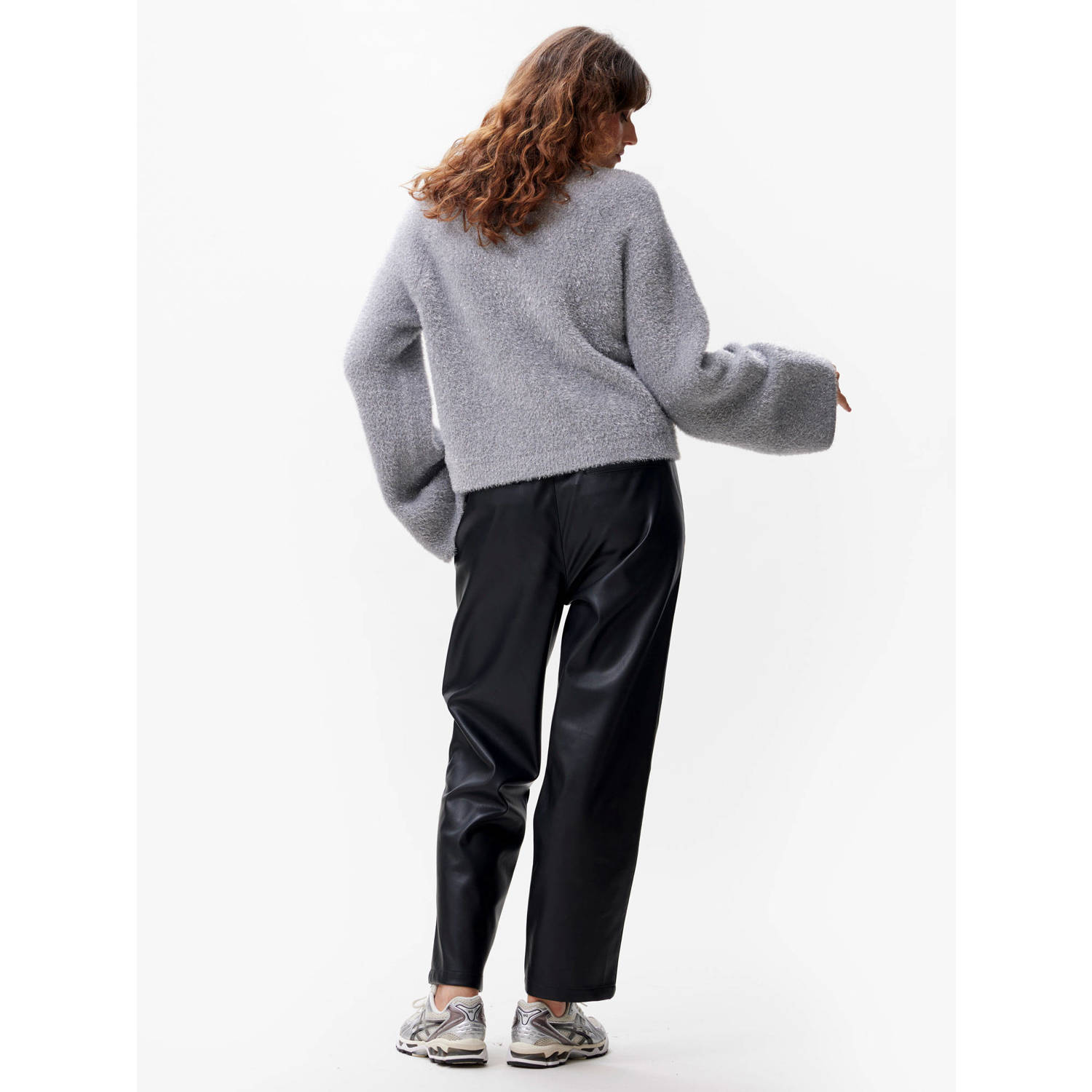 Catwalk Junkie wollen gebreide trui grijs met lurex