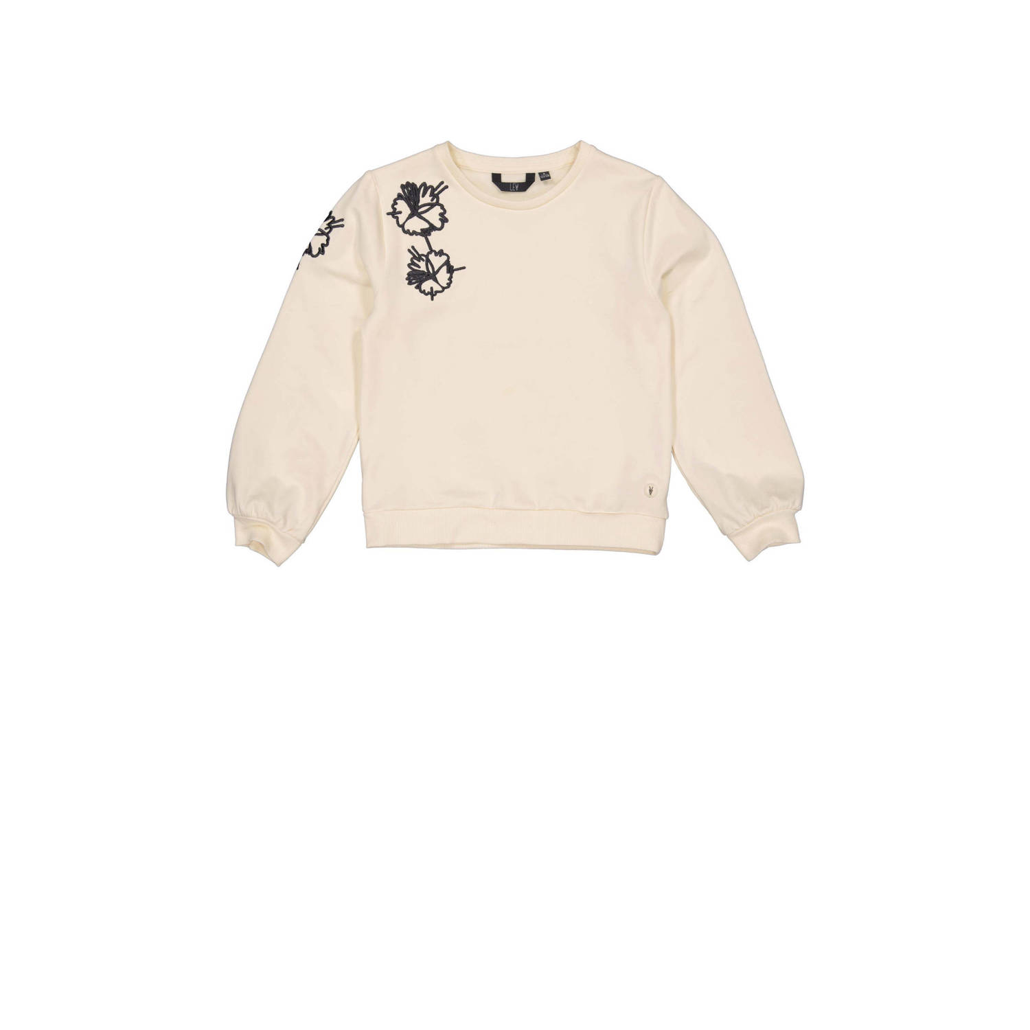 LEVV sweater NAURA met printopdruk ecru zwart