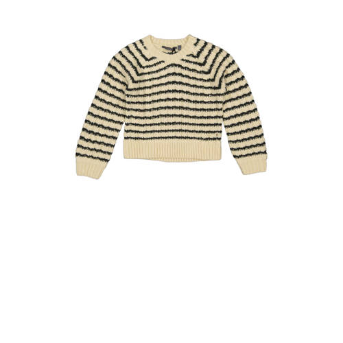 LEVV gestreepte grofgebreide sweater NEBBE ecru/zwart afbeelding