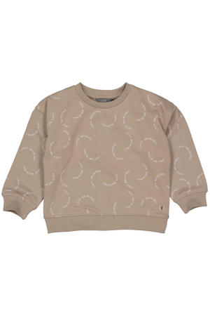 sweater met all over print zand