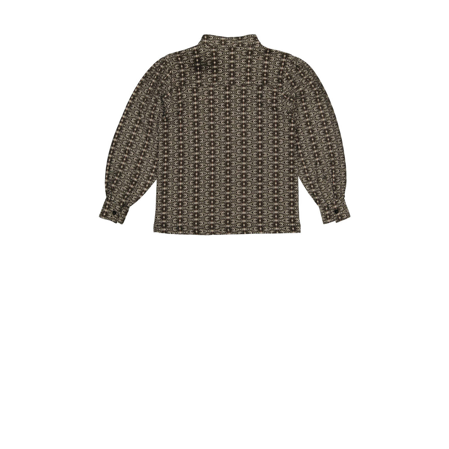 LEVV blouse NOELLE met all over print taupe zwart