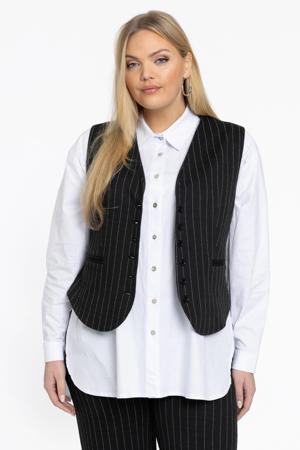 gilet met krijtstreep zwart