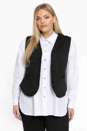 gilet met krijtstreep zwart