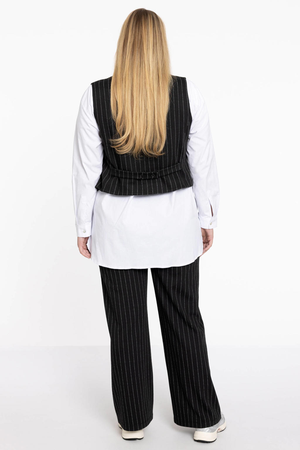 YOEK gestreepte loose fit broek zwart
