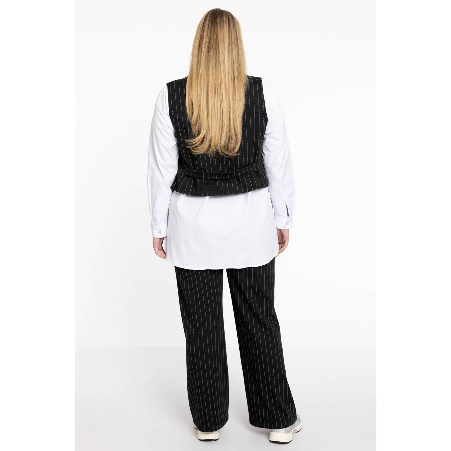 YOEK gestreepte loose fit broek zwart