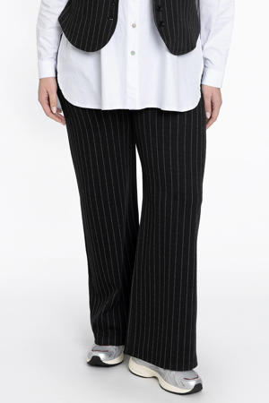 gestreepte loose fit broek zwart