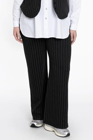 gestreepte loose fit broek zwart