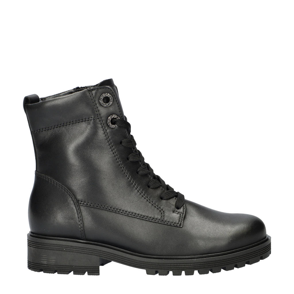 Zwarte dames Gabor leren veterboots met rits- en vetersluiting