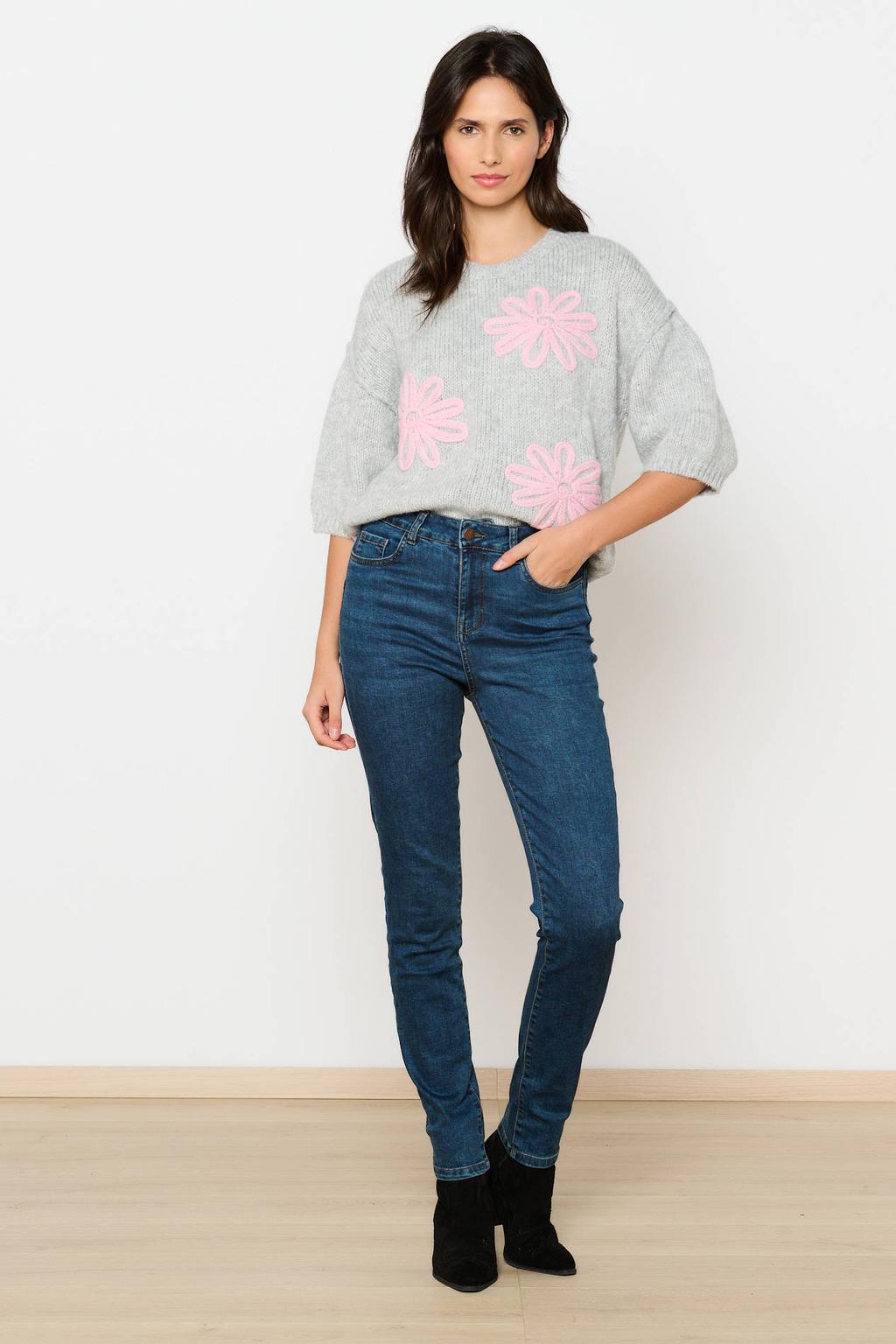Blauwe dames LOLALIZA skinny jeans van katoen met regular waist, rits- en knoopsluiting en effen