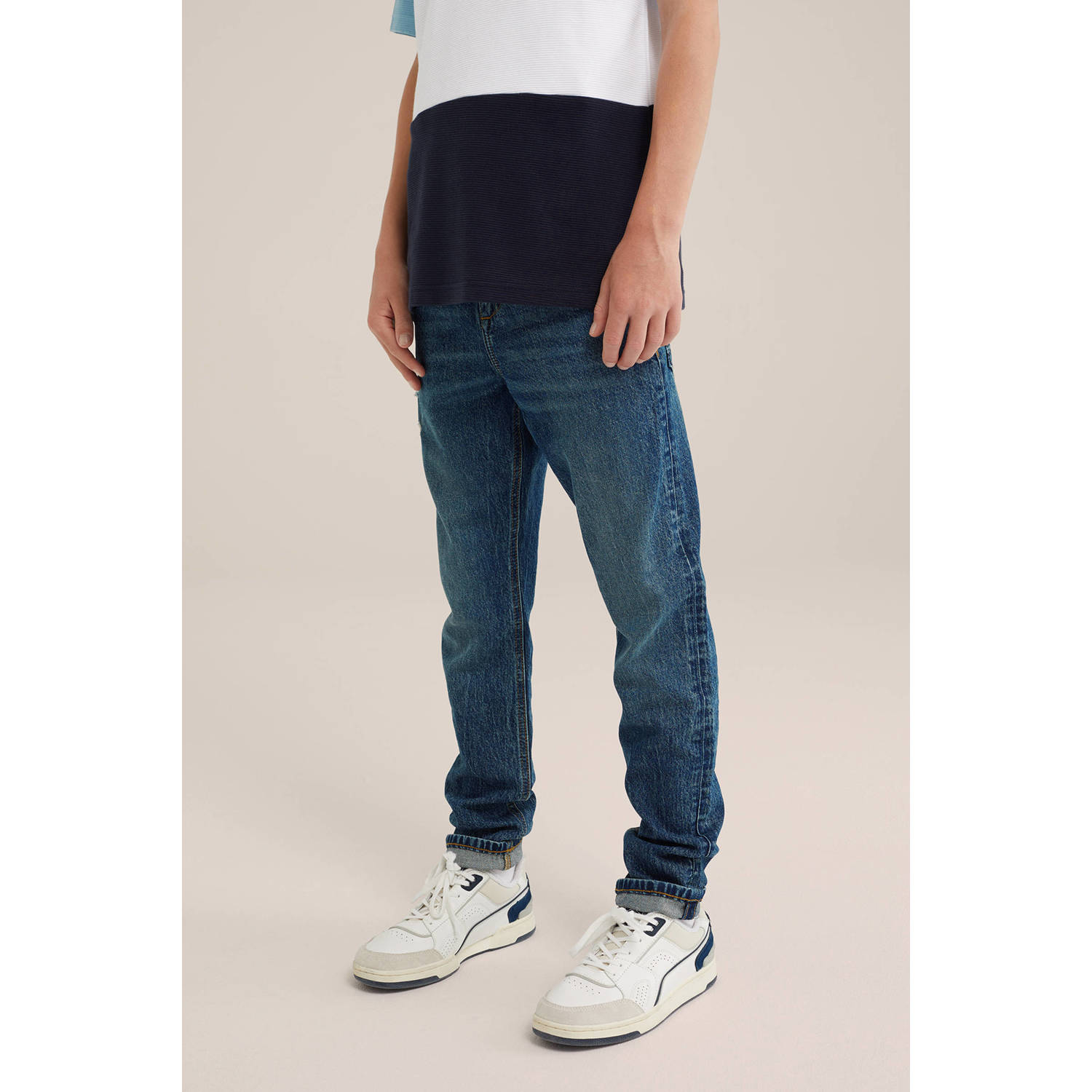WE Fashion tapered fit jeans dark used denim