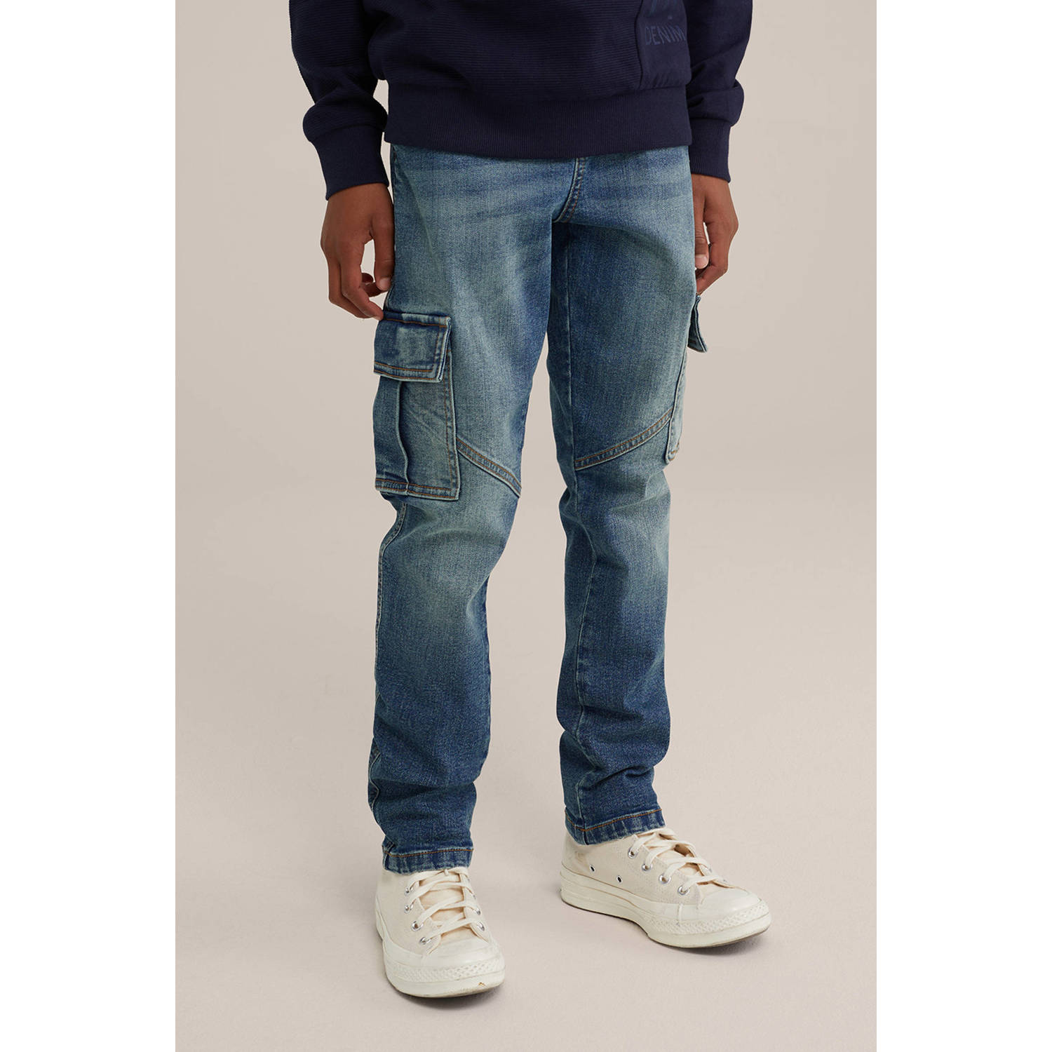 WE Fashion tapered fit jeans blue used denim
