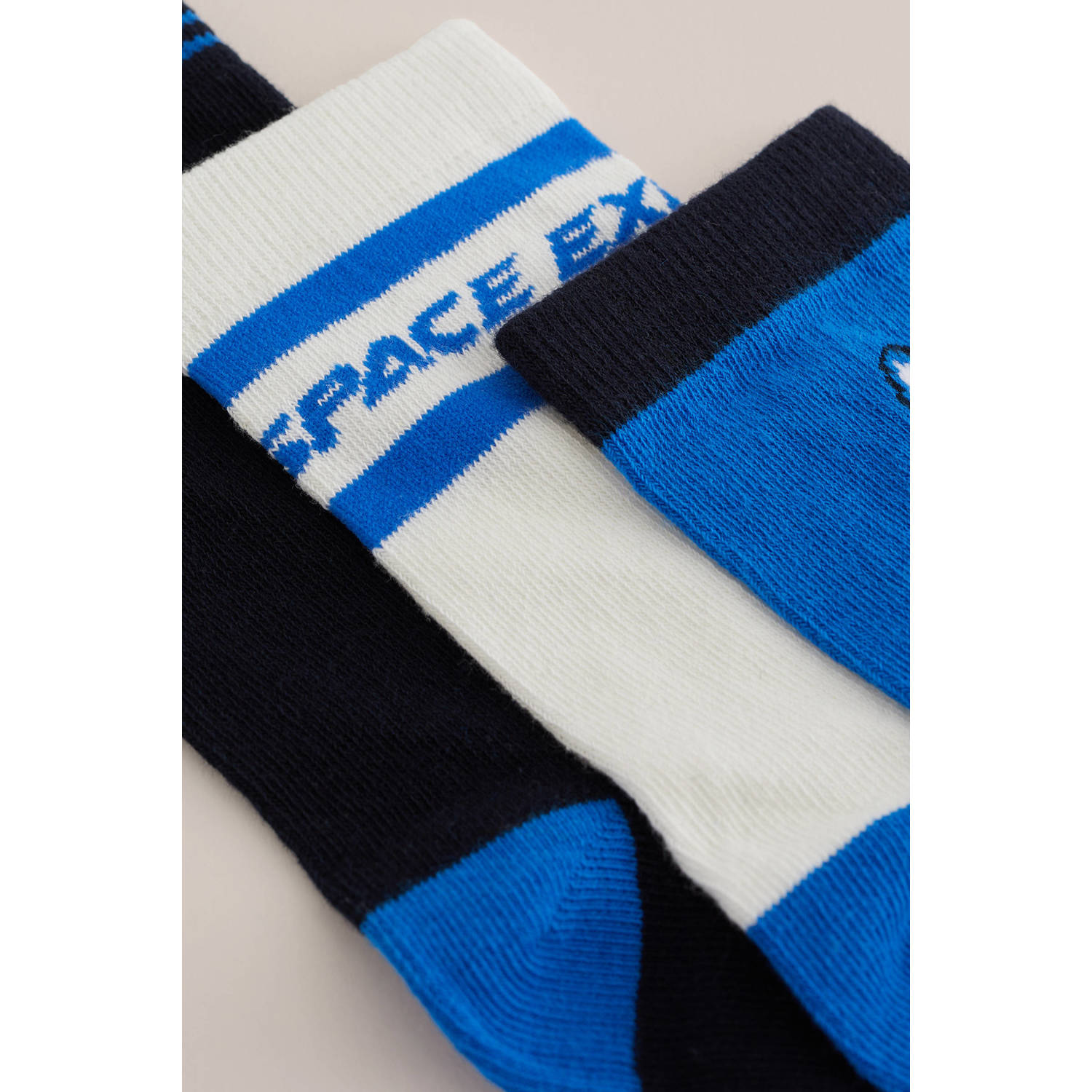 WE Fashion sokken ser van 3 blauw wit donkerblauw