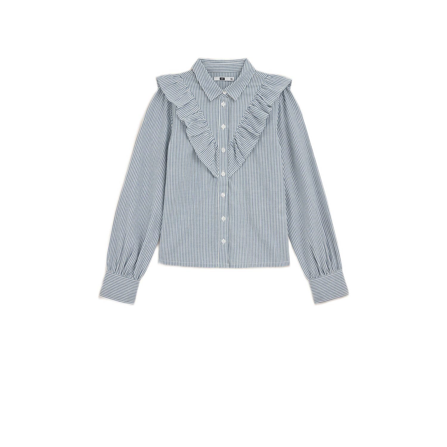 WE Fashion gestreepte blouse wit blauw