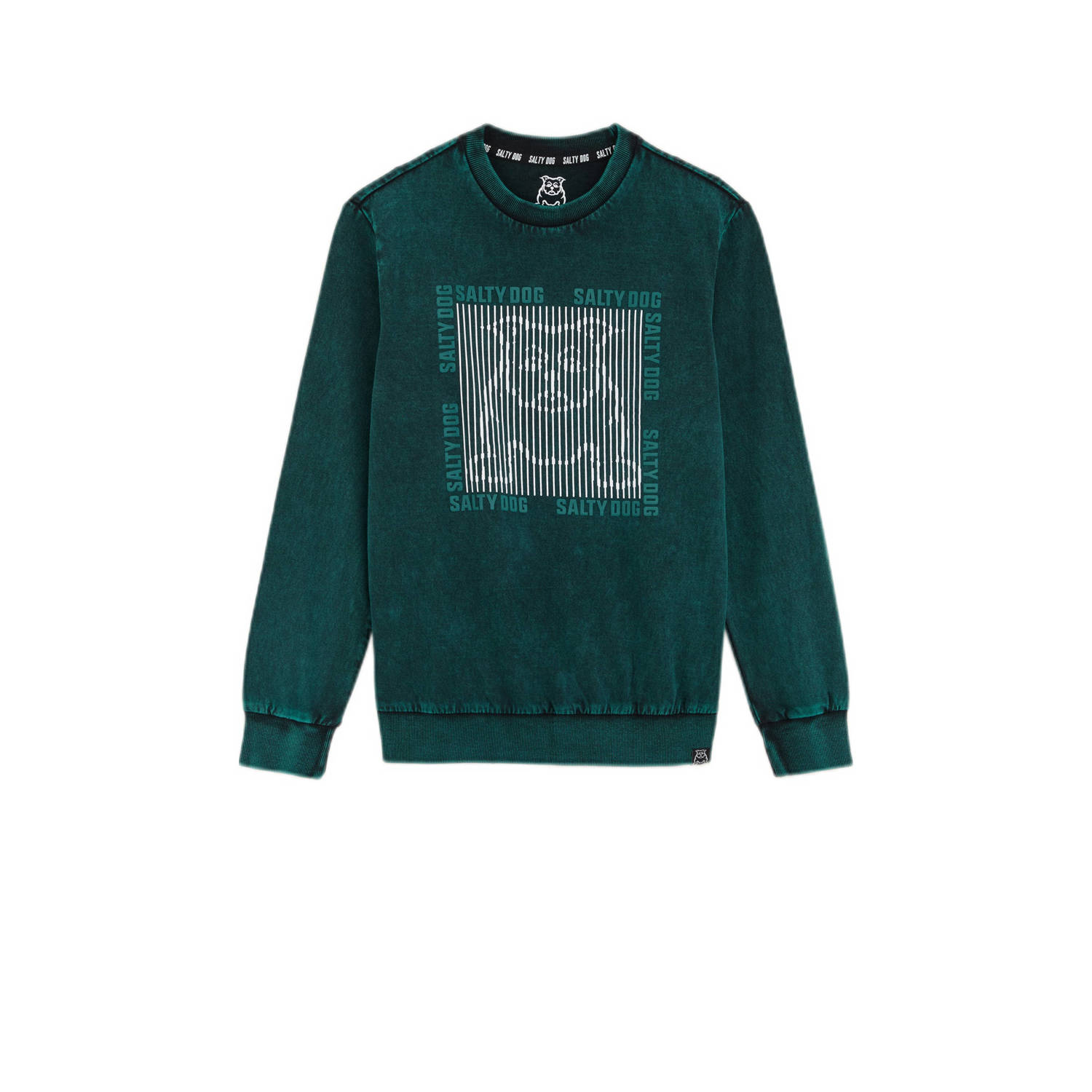 Salty Dog longsleeve met printopdruk donkergroen wit