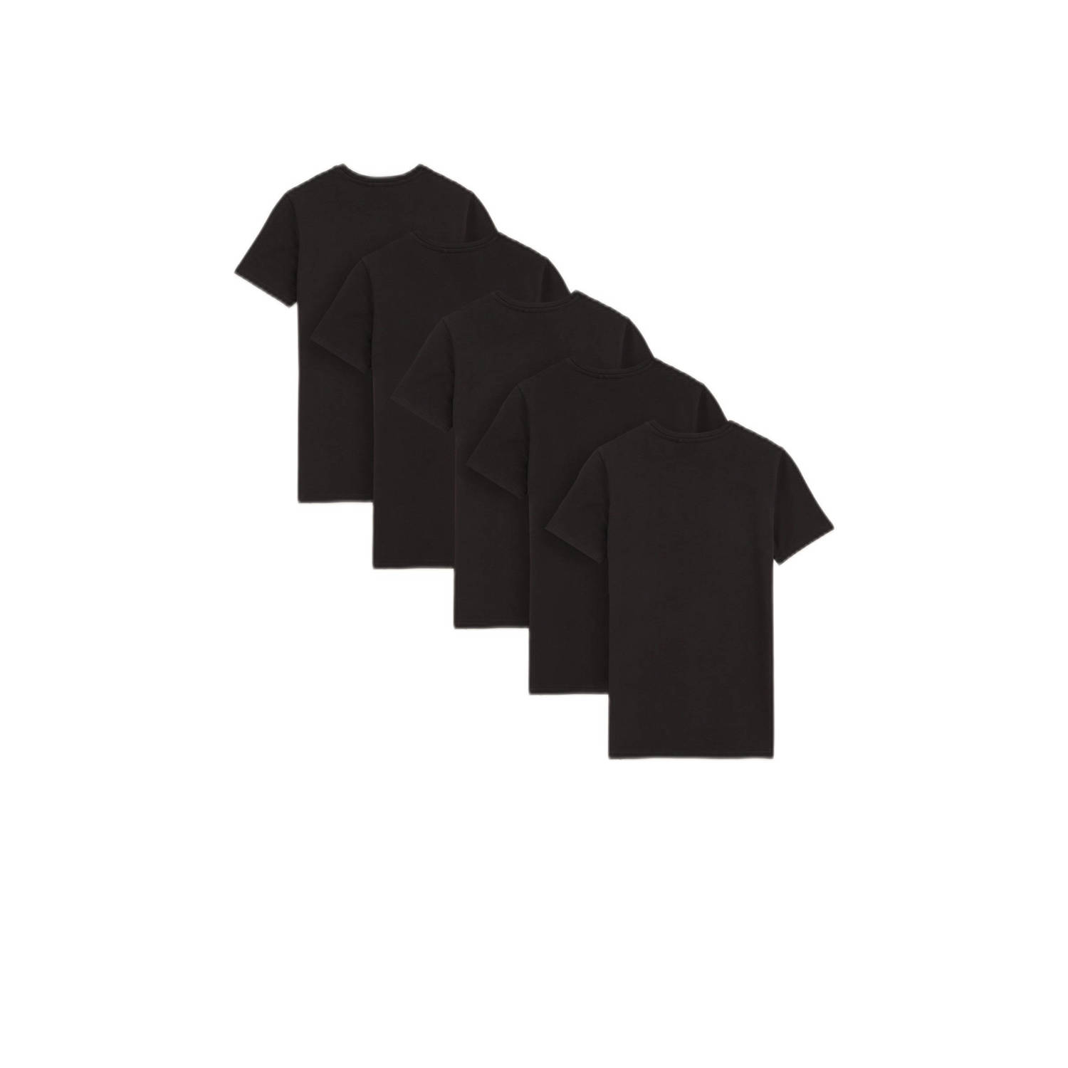 WE Fashion T-shirt set van 5 zwart