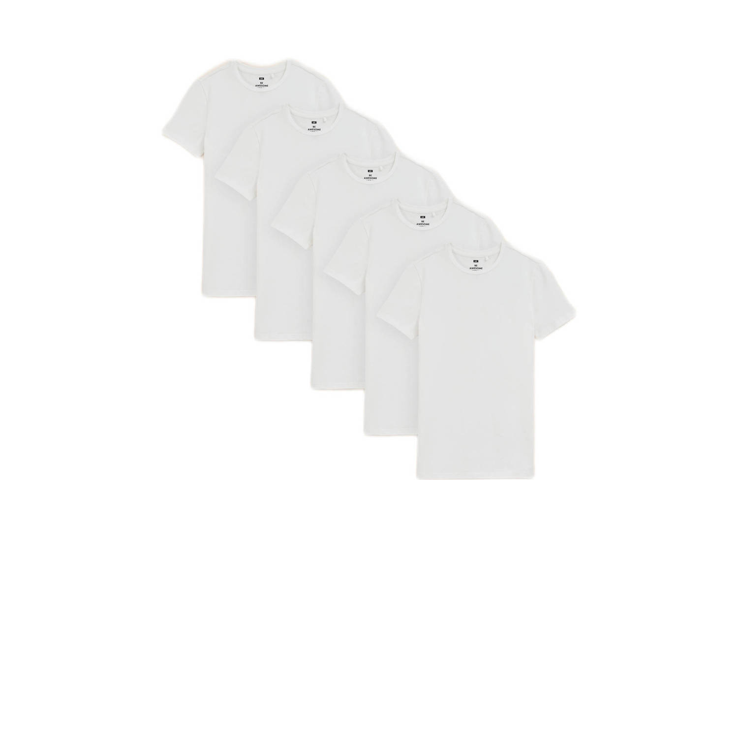WE Fashion T-shirt set van 5 wit