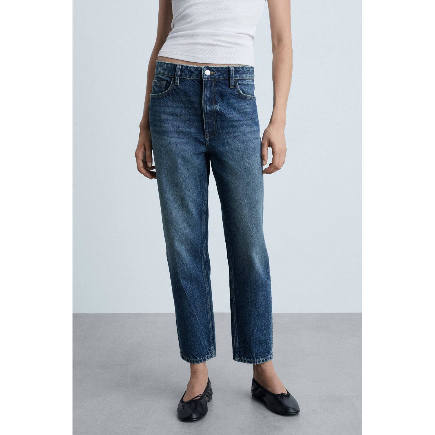 Mango regular waist mom jeans medium blue denim