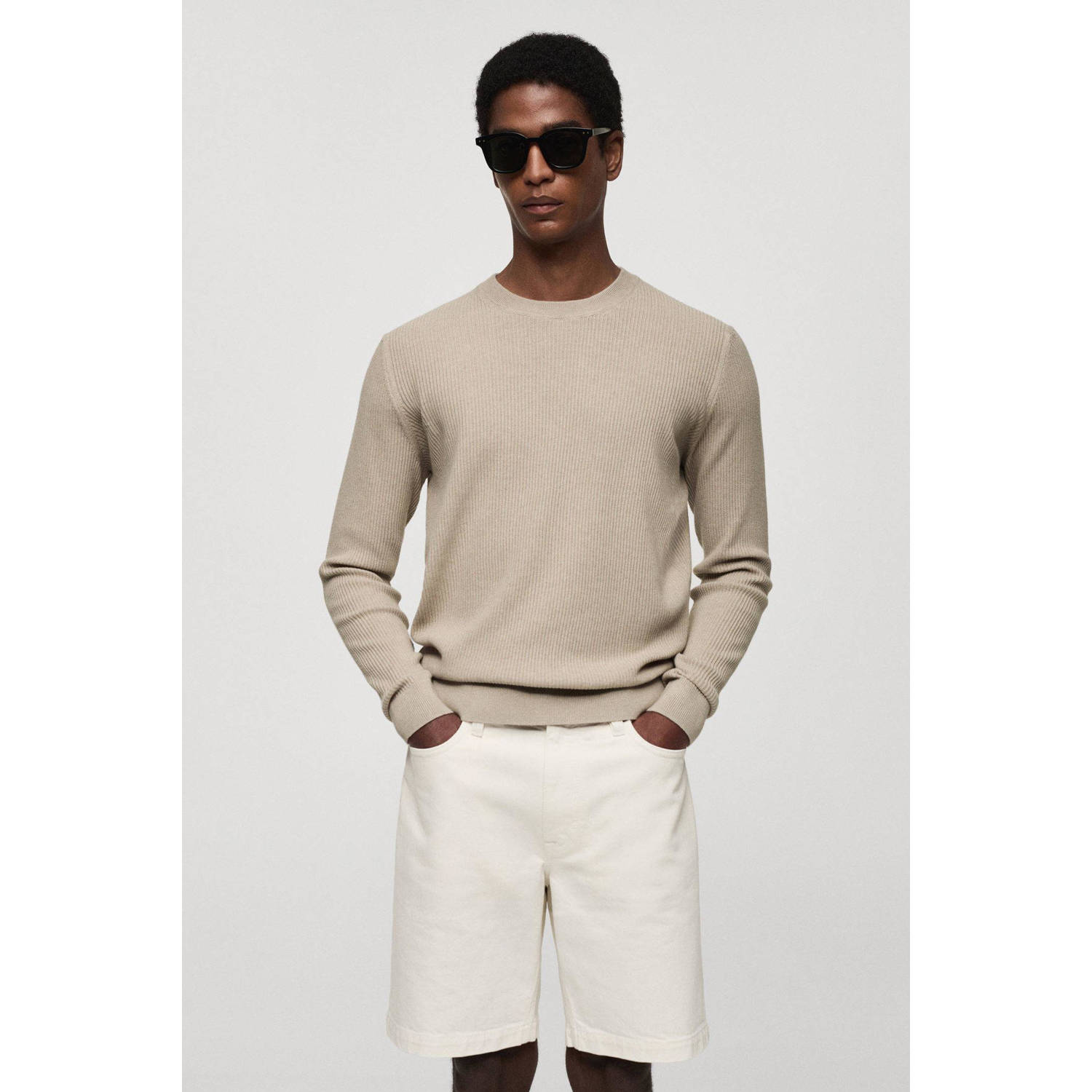 Mango Man gebreide trui beige