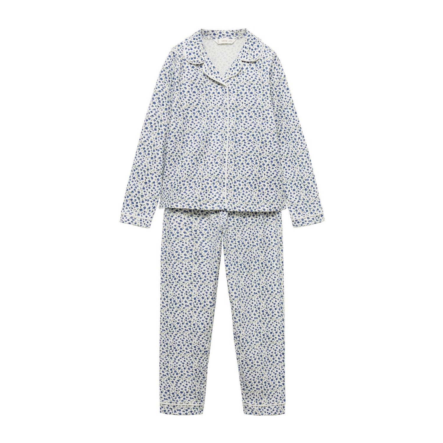 Mango Kids pyjama met all over print blauw wit