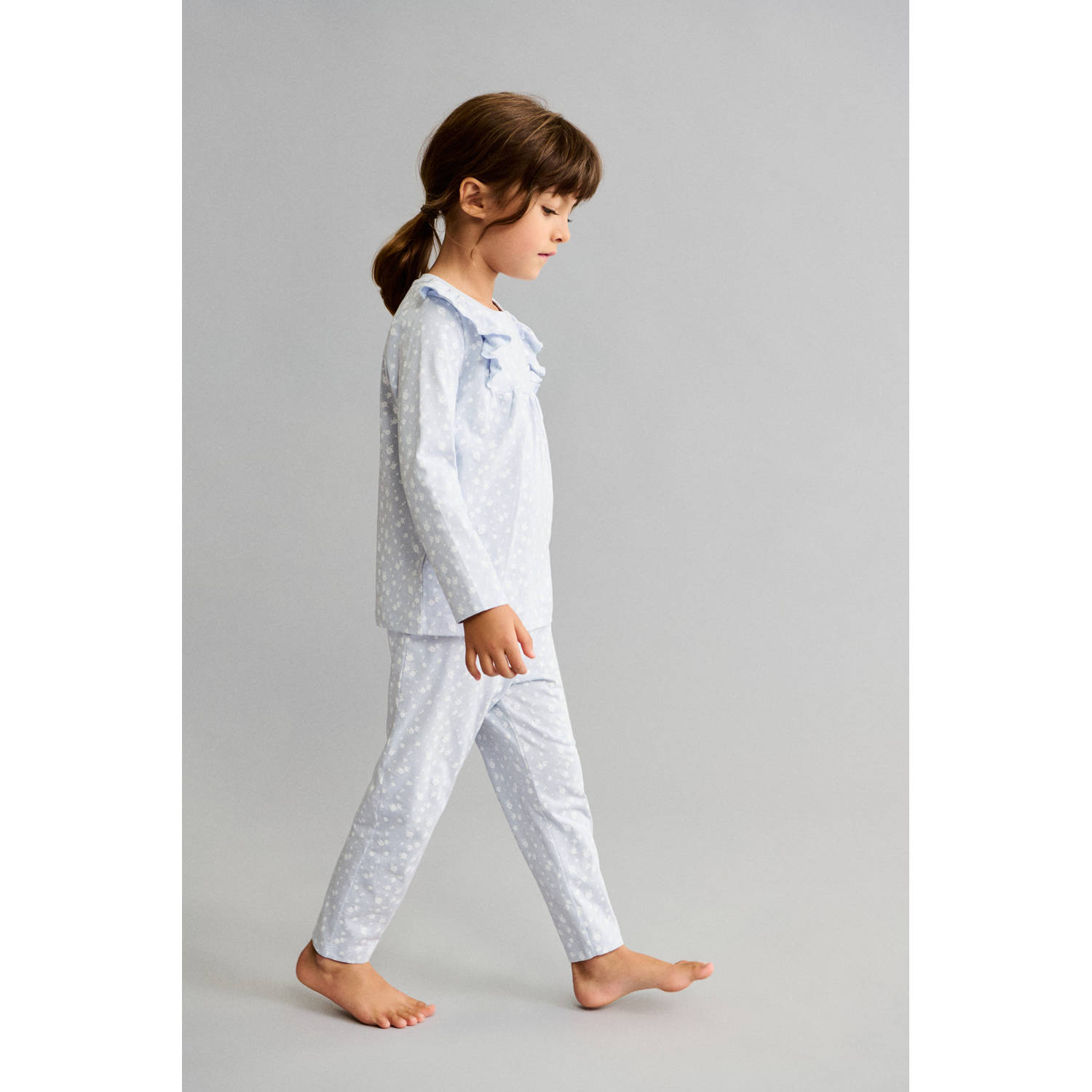 Mango Kids pyjama lichtblauw wit