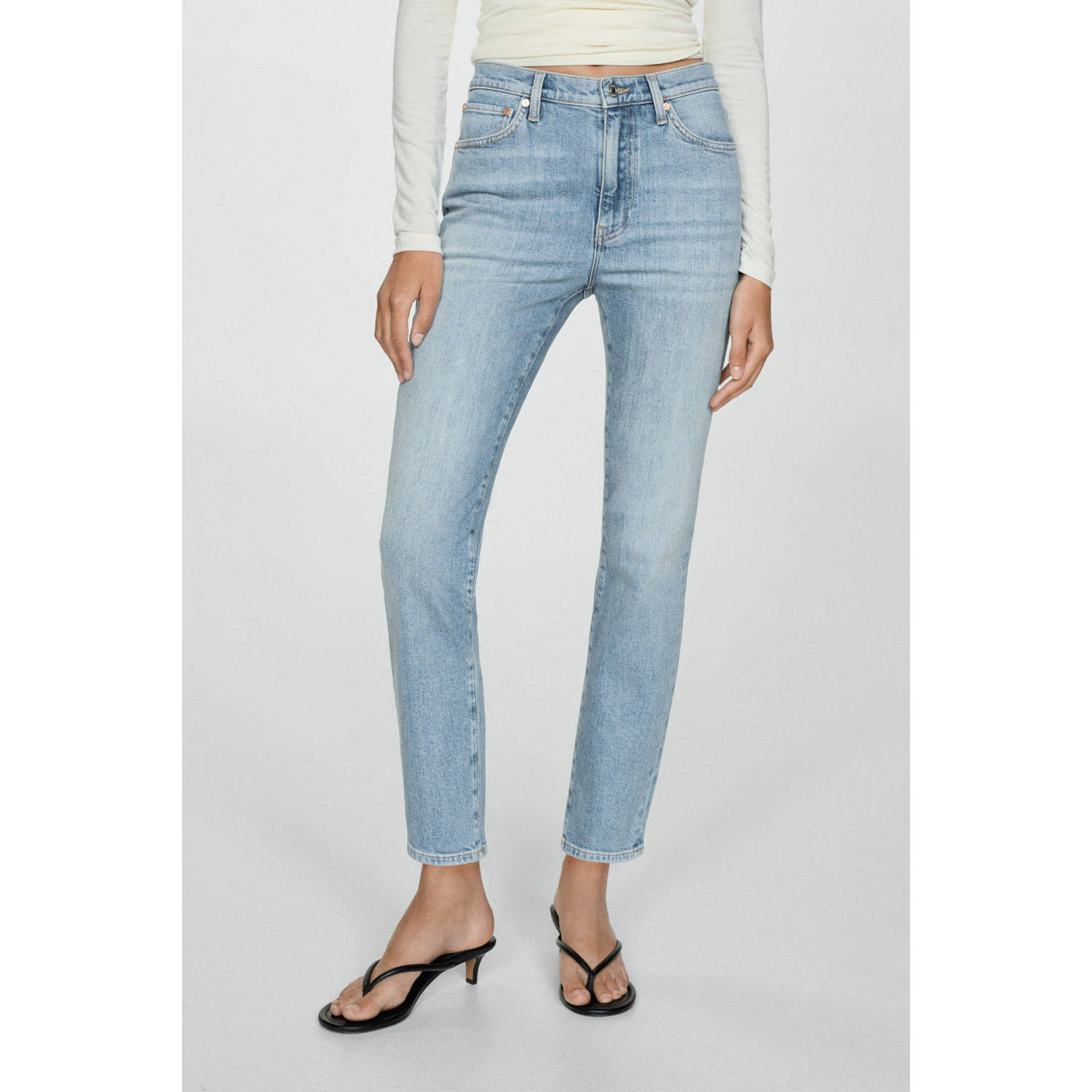 Mango high waist slim fit jeans medium blue denim