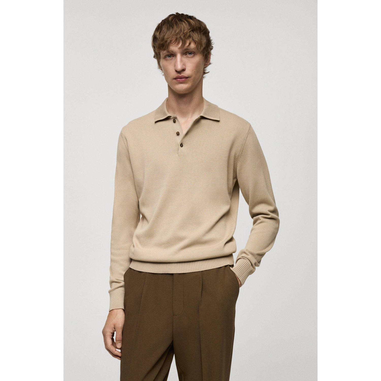 Mango Man gebreide trui beige