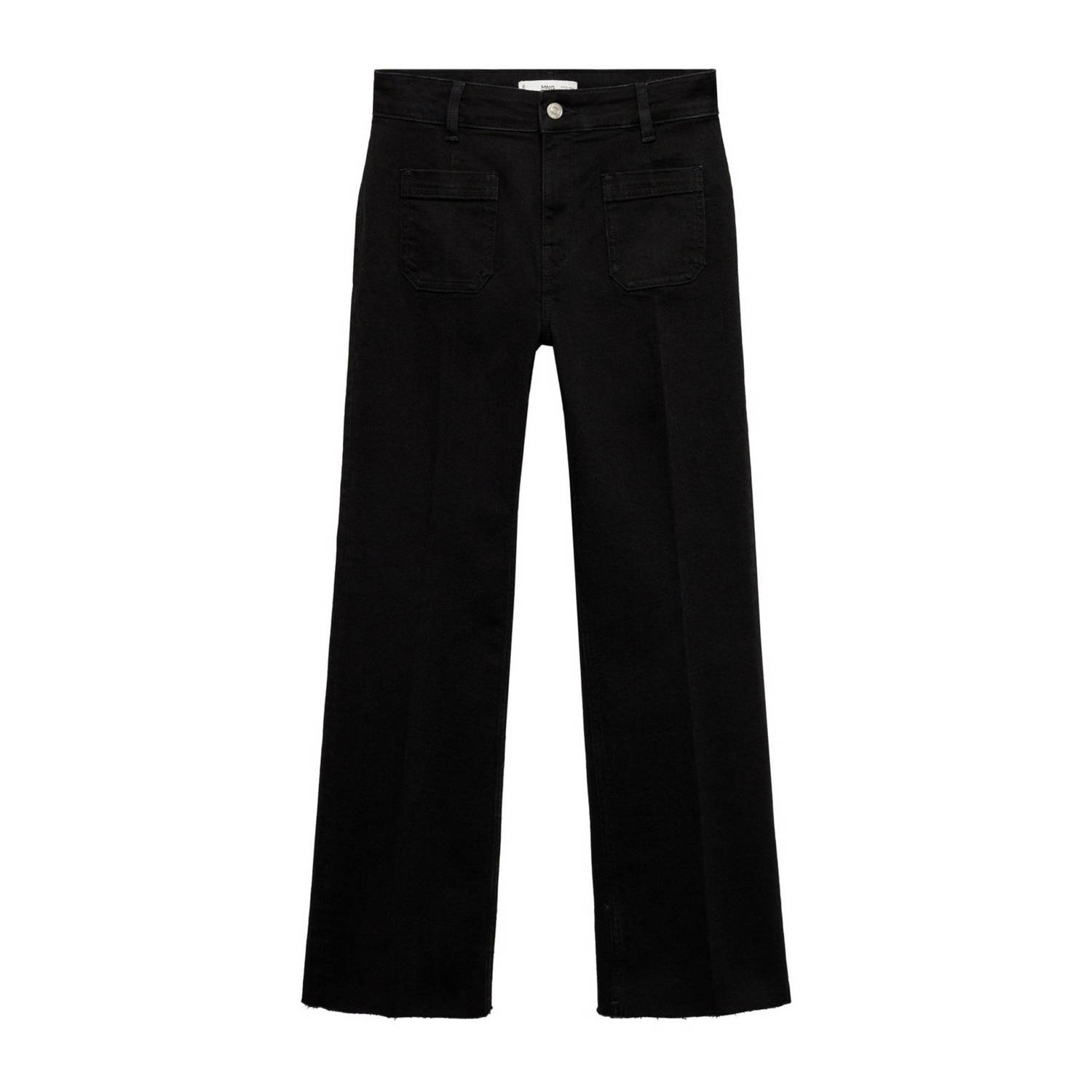 Mango cropped straight leg jeans black denim