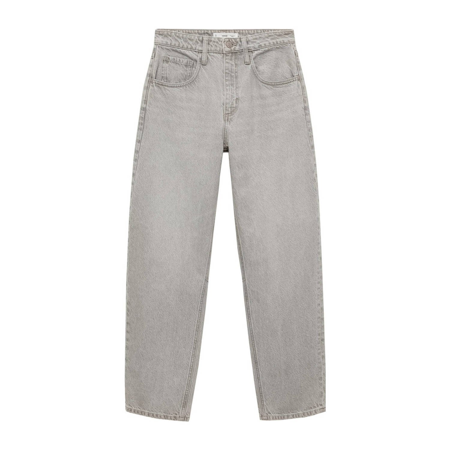 Mango cropped high waist wide leg jeans grey denim