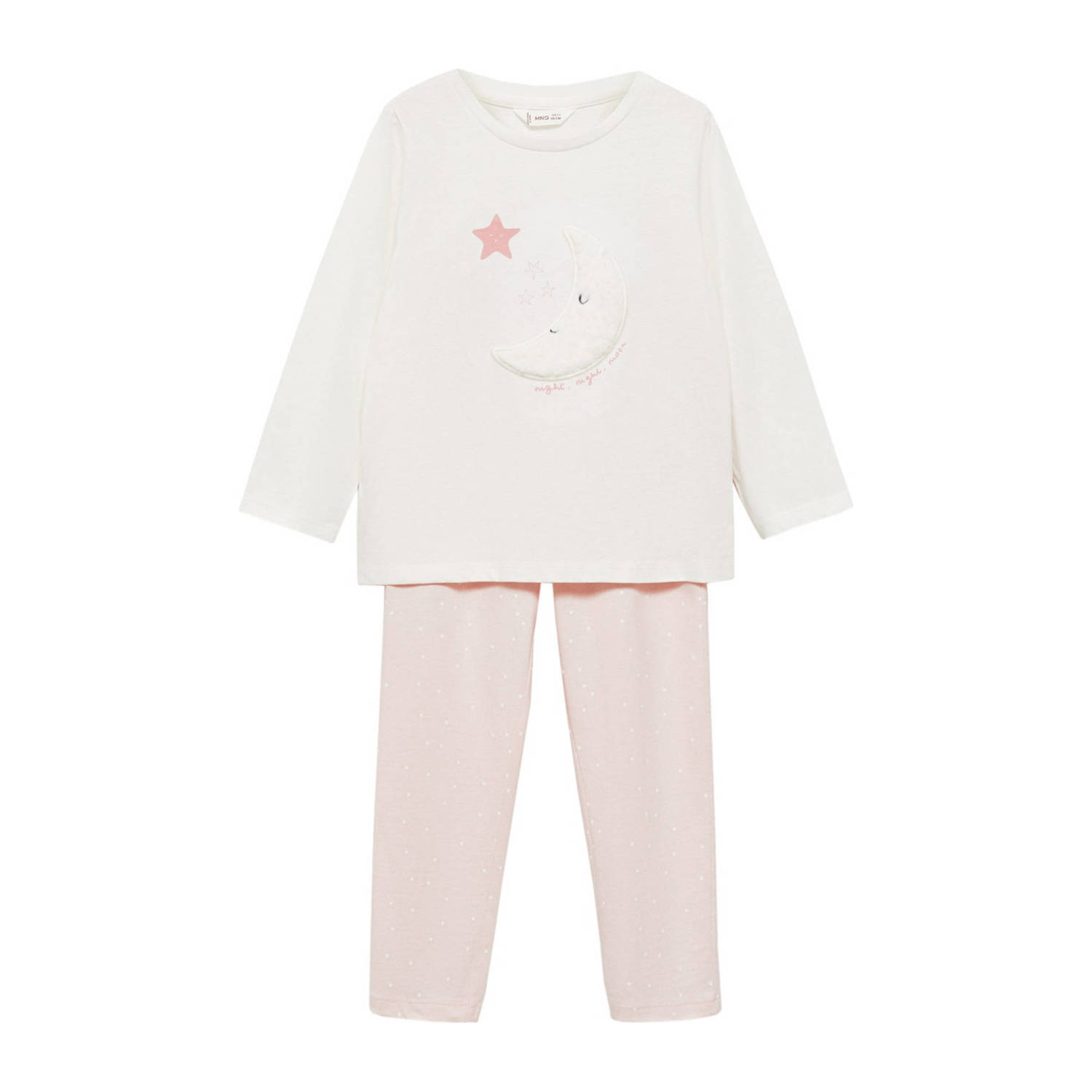 Mango Kids pyjama met printopdruk pastelroze offwhite