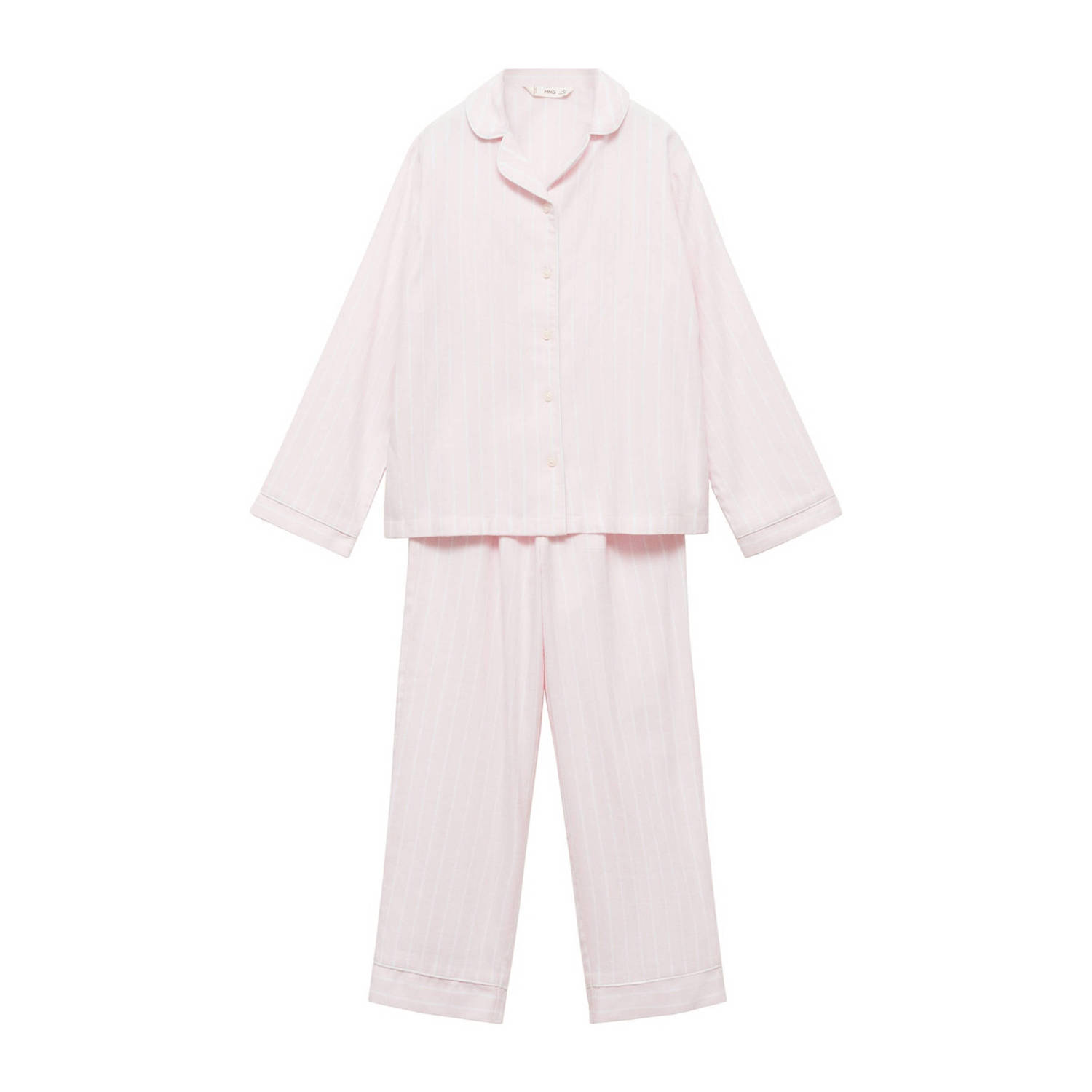 Mango Kids gestreepte pyjama lichtroze wit