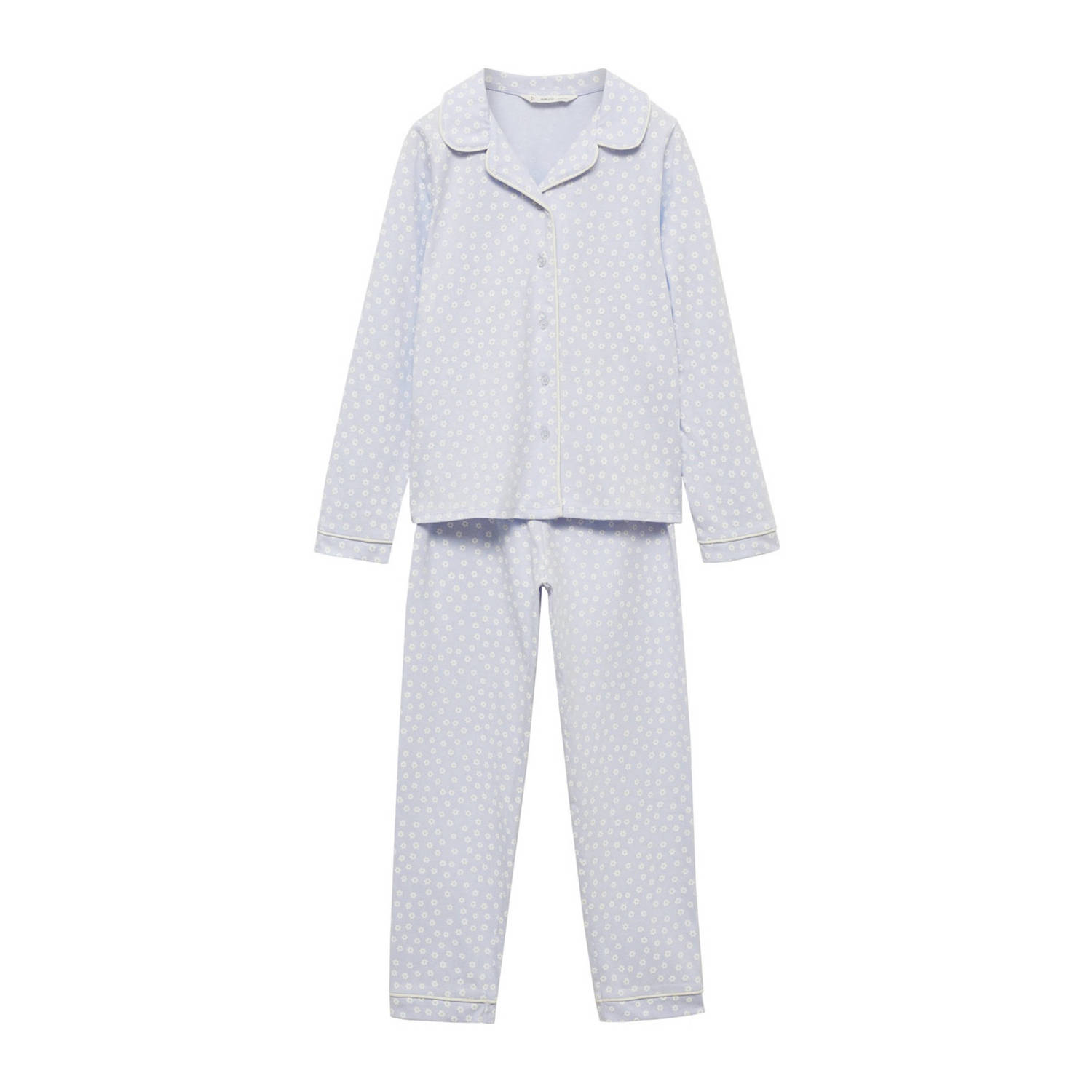 Mango Kids gebloemde pyjama lichtblauw wit