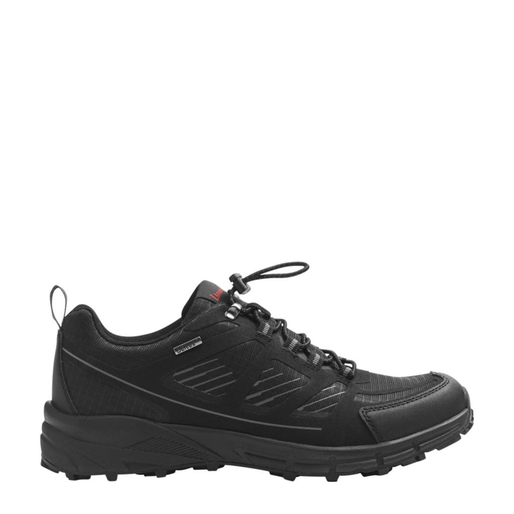 Zwarte heren Landrover wandelschoenen van imitatieleer met elastische veters