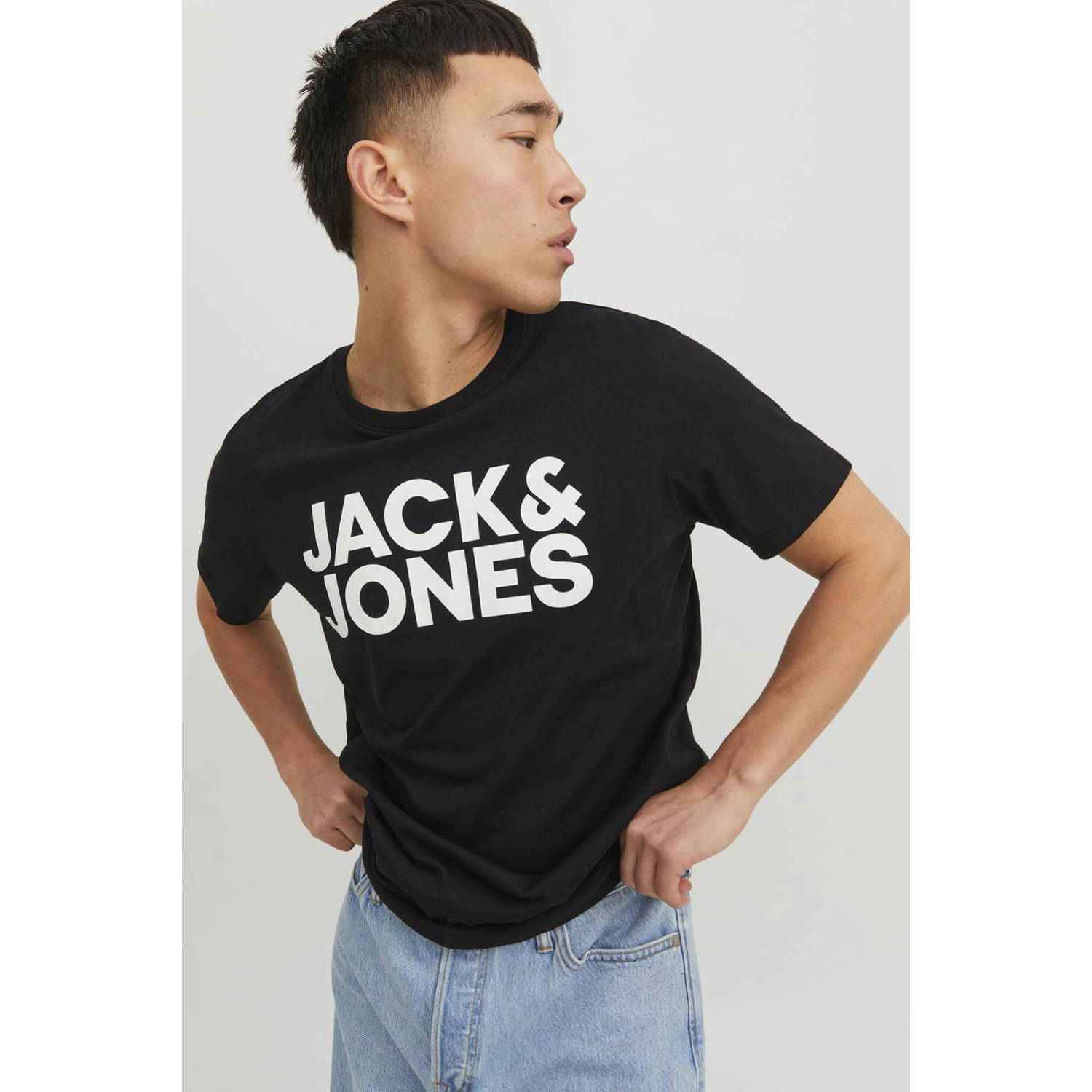 JACK & JONES ESSENTIALS slim fit T-shirt Jjecorp met logo