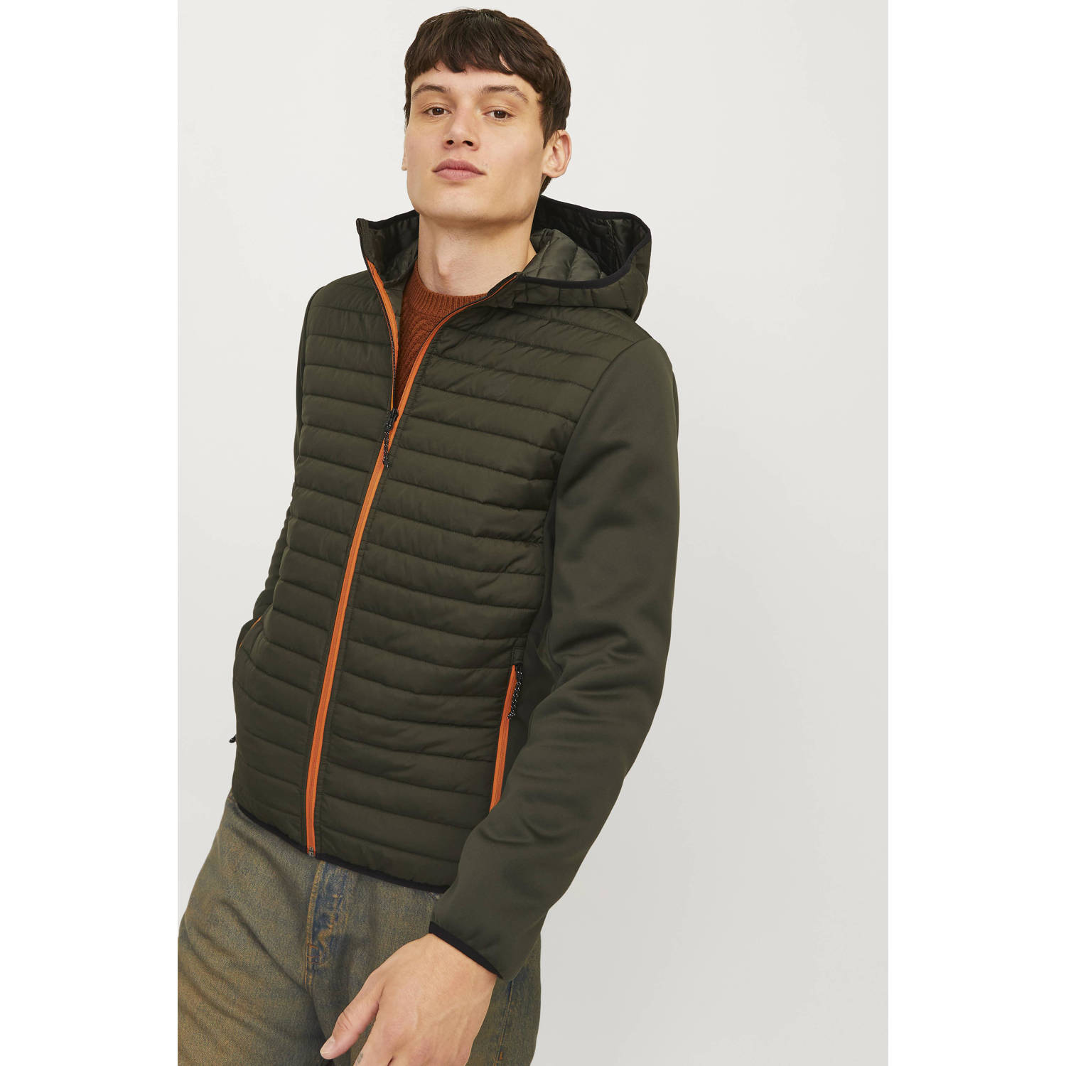 JACK & JONES ESSENTIALS gewatteerde jas JJEMULTI met logo