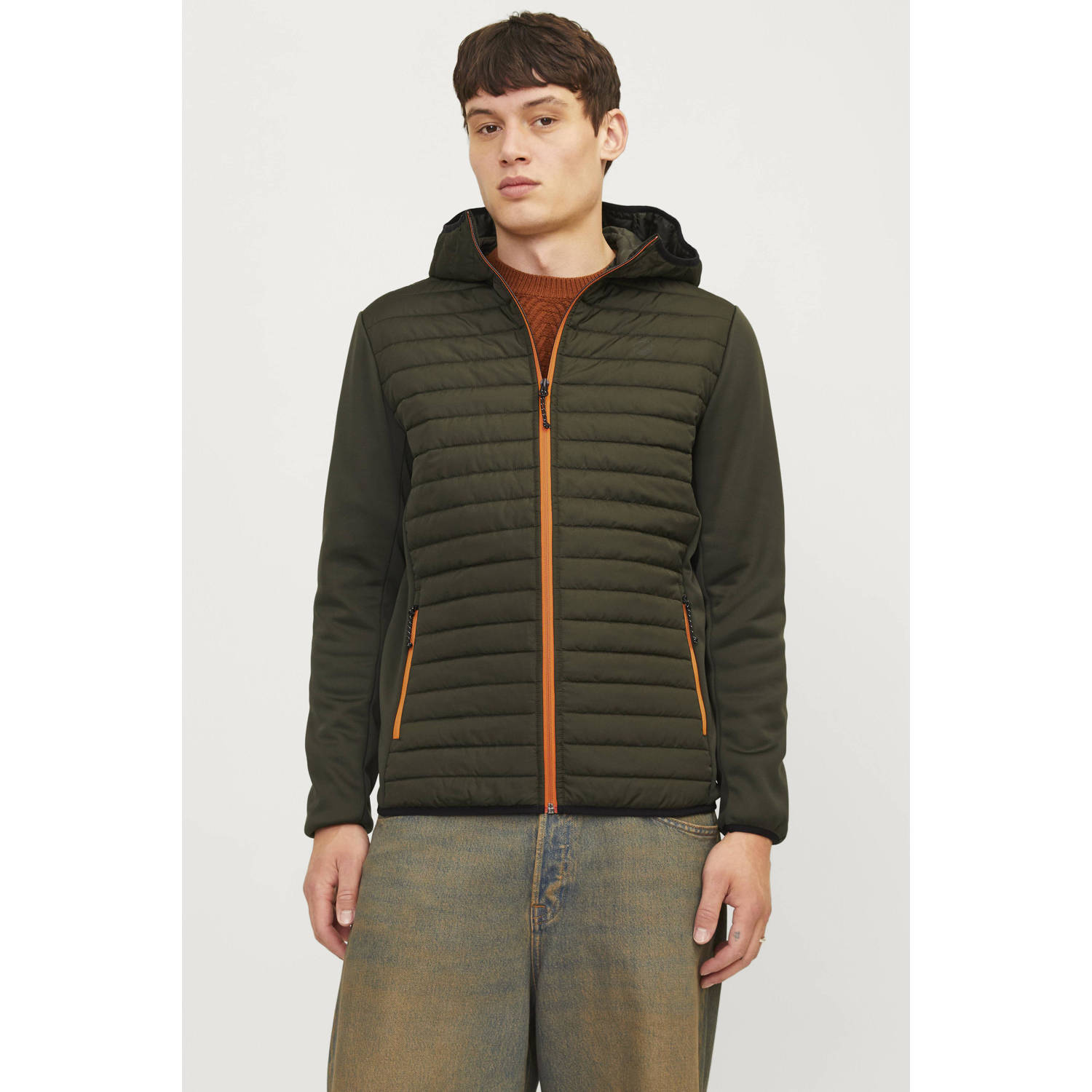 JACK & JONES ESSENTIALS gewatteerde jas JJEMULTI met logo