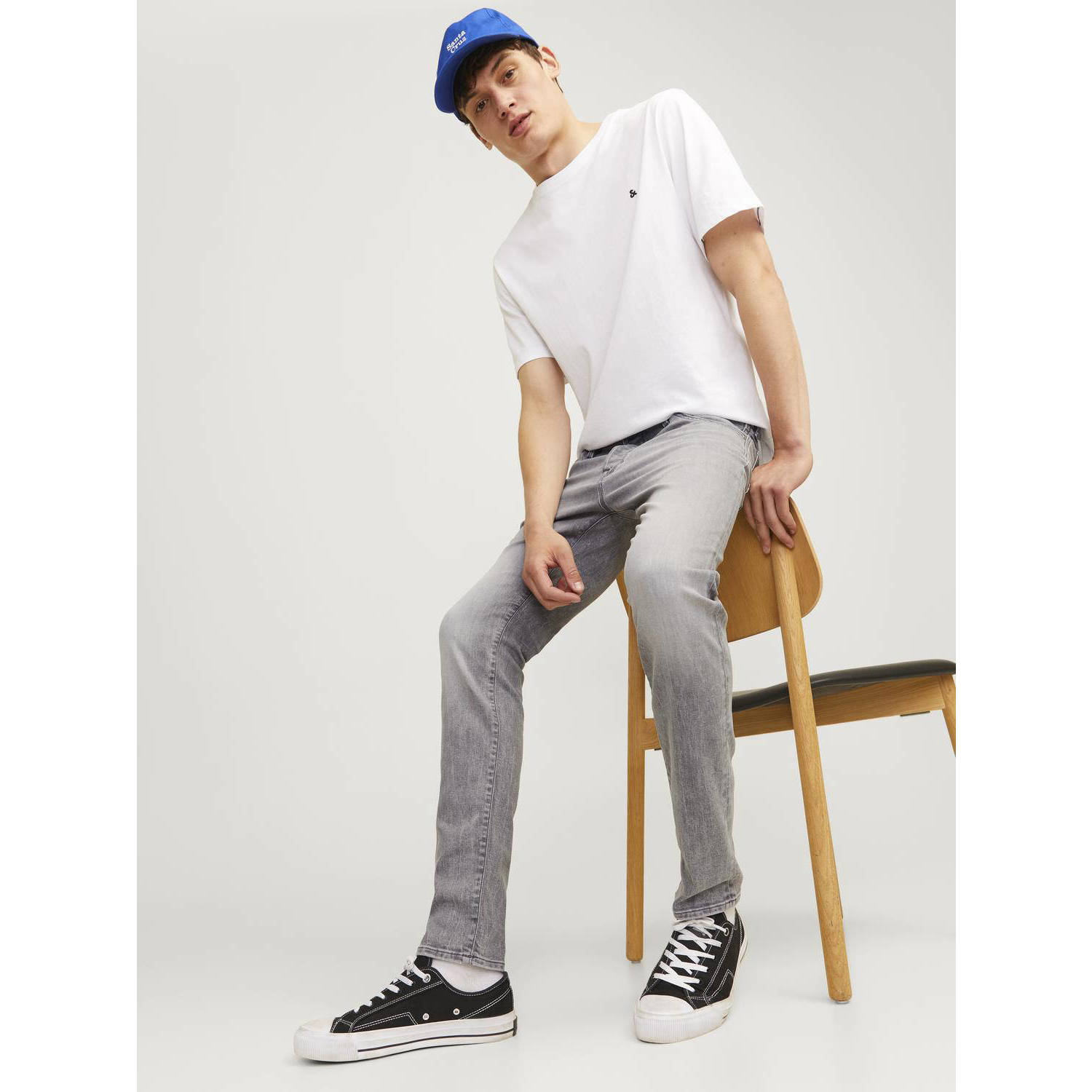 JACK & JONES JEANS INTELLIGENCE slim fit jeans JJIGLENN grey denim