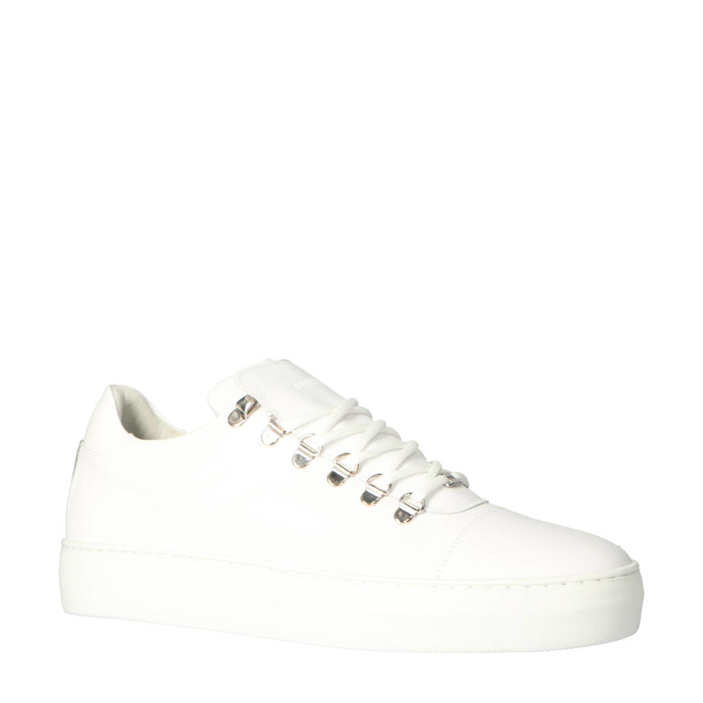 Witte heren Nubikk Jagger Classic leren sneakers met veters
