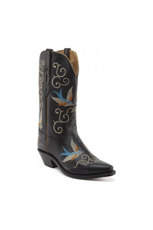 Robin leren cowboylaarzen zwart