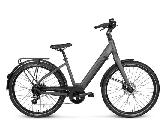 grijze elektrische stadsfietsen